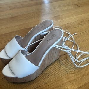 RAYE white platform wedge 6.5 revolve clothing